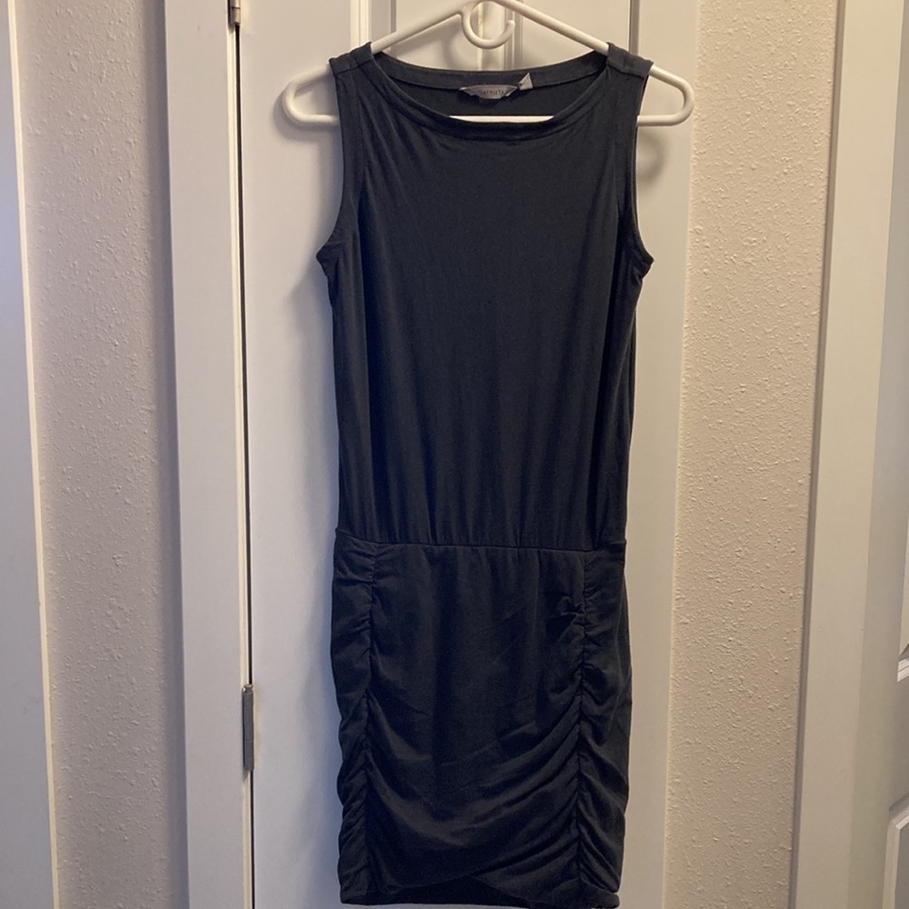 Athleta Black Tulip Ruched Sleeveless Mini Dress Size Petite XS - Picture 3 of 6